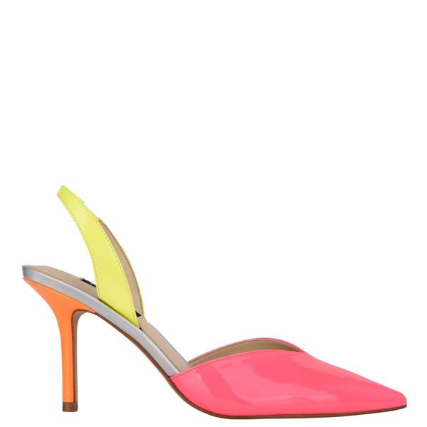 Nine West Hello Pointy Toe Slingback Pink Yellow Heeled Sandals | Ireland 98D32-7X88